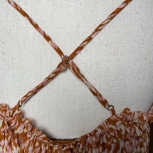 JOIE Ackley Print Silk Flowy Tank With Crisscross Straps in Back - Picture 8 of 10